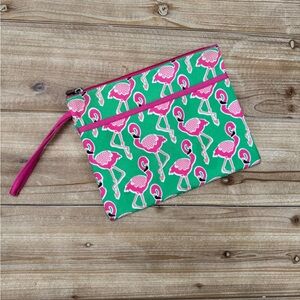 Pink Flamingo Wristlet Pouch - Perfect for Beach